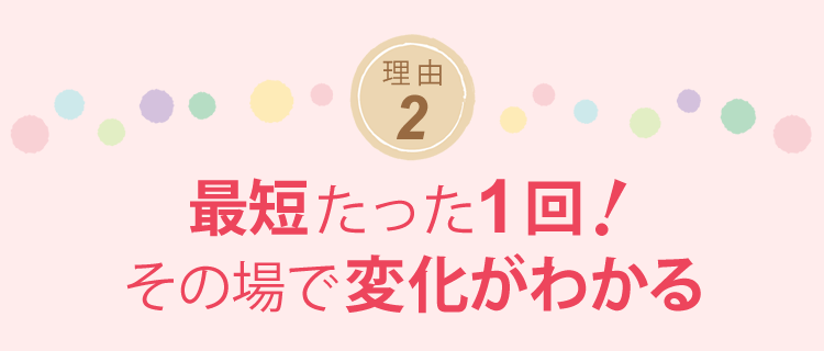 最短たった1回!その場で変化がわかる